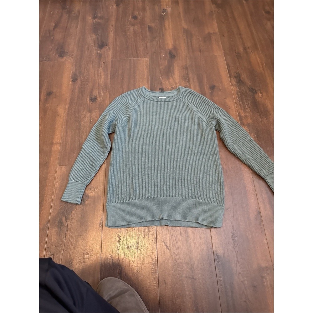 LL Bean Sweater Women's Medium Mariner Shaker Mixed Stitch Sage Green Crewneck